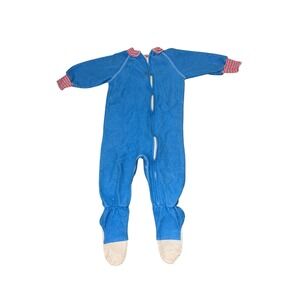 Vintage Gerber Footed Pajama Sleeper Onesie By Gerber Blue 2T Made In USA